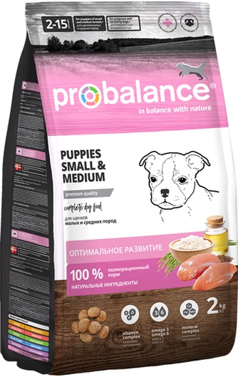 Корм сухой для собак мелких и средних пород PROBALANCE Puppies Small & Medium (2 кг)