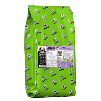 Корм сухой для щенков средних и крупных пород, беременных и кормящих сук ZOORING Puppy Ягненок и рис с брокколи (20 кг)