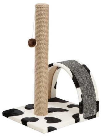 Когтеточка-столбик для кошек RICH BREED + дуга, джут, ковролин, черно-белый (35*30*54 см)