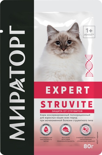 Корм влажный для кошек МИРАТОРГ Expert Struvite при мочекаменной болезни струвитного типа (80 г)