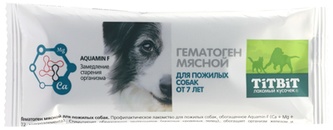 Лакомство для собак мелких пород старше 7 лет TITBIT Лакомый кусочек гематоген мясной (35 г)