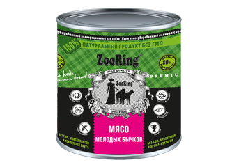 Корм влажный для собак ZOORING Паштет с мясом молодых бычков (850 г)