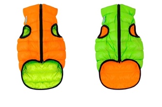 Куртка двухсторонняя для собак миниатюрных пород AIRYVEST оранжево-салатовая (XS/22 см)