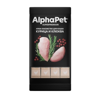 Лакомство для кошек ALPHAPET Superpremium Крем-лакомство Курица и клюква (48 г)