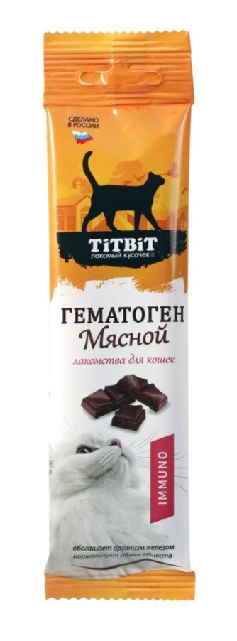 Лакомство для кошек TITBIT гематоген с мясным вкусом (30 г)