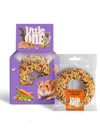 Лакомство для грызунов LITTLE ONE Вкусное колечко с фруктами и орехами (55 г)