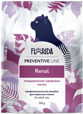 Корм сухой для кошек FLORIDA Preventive Line Renal поддержание здоровья почек (500 г)
