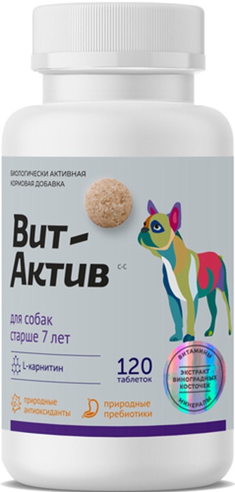 Кормовая Добавка для собак старше 7 лет ВИТ-АКТИВ с-с (120 таб)