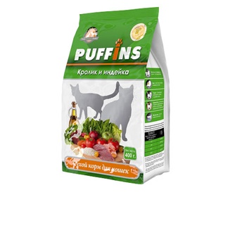 Корм сухой для кошек PUFFINS с кроликом и индейкой (0,4 кг)