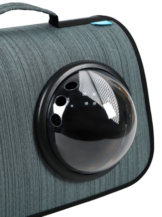 Сумка-переноска для кошек и собак RICH BREED MYJET иллюминатор/сетка, серо-изумрудная лайн (M/40*25*25 см)