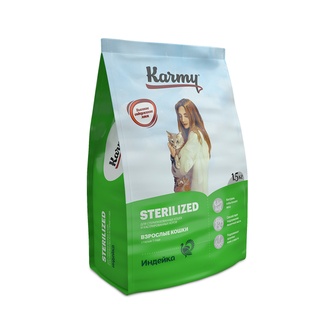 Корм сухой для стерилизованных кошек и кастрированных котов KARMY Sterilized с индейкой (1,5 кг)