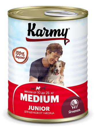 Корм влажный для щенков средних пород KARMY Medium Junior с ягненком (340 г)