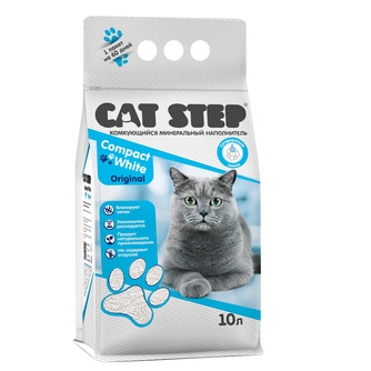 Наполнитель комкующийся бентонитовый для кошек CAT STEP compact white original (10 л)
