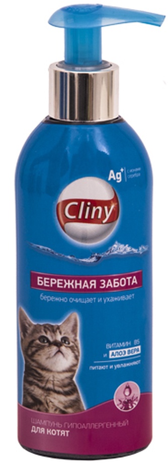 Шампунь для котят ЭКОПРОМ Cliny Бережная забота (200 мл)
