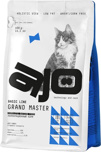 Корм сухой для пожилых кошек AJO Grand Master (400 г)