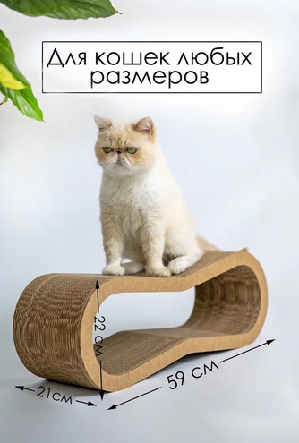 Когтеточка-Лежанка для кошек ЗВЕРЬЕ МОЕ восьмерка большая, картон (59*21*22 см)