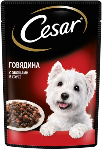 Корм влажный для собак мелких пород Cesar Говядина с овощами в соусе (85 г)