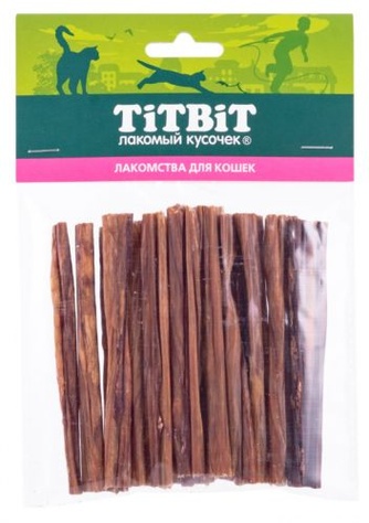 Лакомство для кошек TITBIT Лакомый кусочек Кишки баранина Мини (34 г)