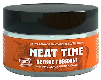 Лакомство для собак мелких пород MEAT TIME Легкое говяжье хрустящие кубики мелкие (30 г)