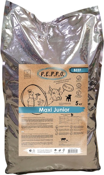 Корм сухой для щенков крупных пород PEPPO Maxi Junior Beef с говядиной (5 кг)