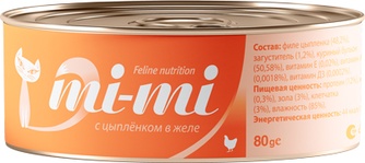Корм влажный для кошек MI-MI с цыпленком (80 г)