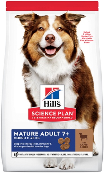 Корм сухой для пожилых собак средних пород HILL'S Science Plan Mature Adult 7+ Medium Ягненок и рис (12 кг)