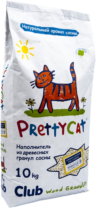 Наполнитель впитывающий древесный для кошек PRETTY CAT Wood Granules (10 кг)