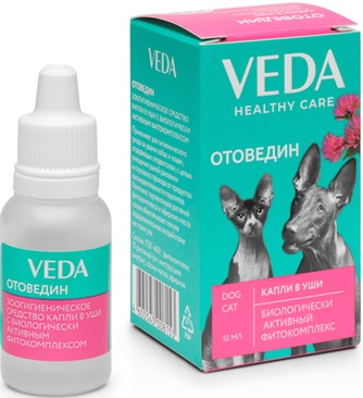 Капли для кошек и собак VEDA Отоведин для ухода за ушами при отодектозе (10 мл)