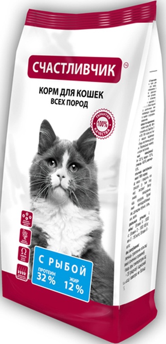 Корм сухой для кошек СЧАСТЛИВЧИК с рыбой (400 г)
