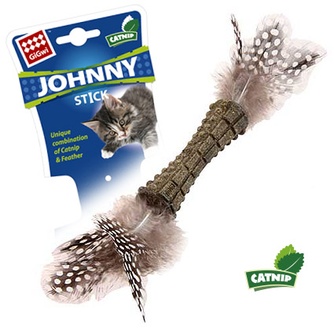 Игрушка для кошек GIGWI Johnny stick Прессованная кошачья мята с перьями (16 см)