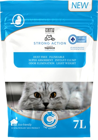 Наполнитель комкующийся из маниоки для кошек ORGANIC TEAM Multi-Cat Use белый (7 л)