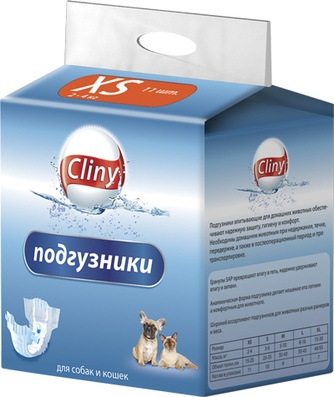 Подгузники впитывающие для кошек и собак ЭКОПРОМ Cliny (XS)