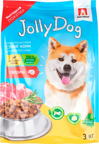 Корм сухой для взрослых собак ЗООГУРМАН Jolly Dog говядина (3 кг)