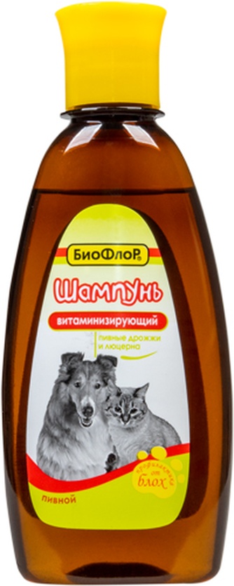 Шампунь для собак БИОФЛОР Профилактика от блох пивной регенерирующий (245 мл)