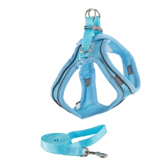 Шлейка-жилетка анатомическая + поводок для собак КАСКАД M голубая (150 см/44-48 см)