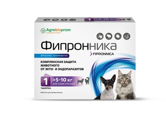 Таблетка для собак и кошек 5 - 10 кг PCHELODAR фипронника комплексная защита от экто- и эндопаразитов (1 таб)