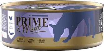 Корм влажный для взрослых собак PRIME Meat кусочки курица и тунец в желе беззерновой (325 г)
