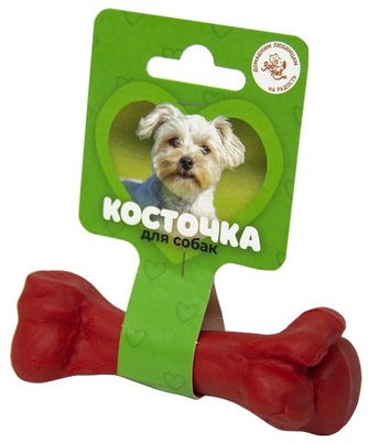 Игрушка для собак ЗООНИК Кость малая, литой пластикат, красная (11 см)