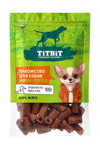 Лакомство для собак мелких пород TITBIT трубочки утка (100 г)