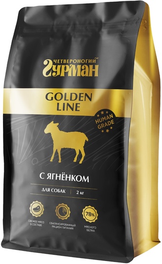 Корм сухой для собак ЧЕТВЕРОНОГИЙ ГУРМАН Golden Line с Ягненком (2 кг)