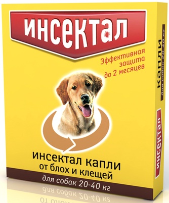 Капли для собак от 20 до 40 кг NEOTERICA Инсектал от блох и клещей (2,9 мл/1 шт)