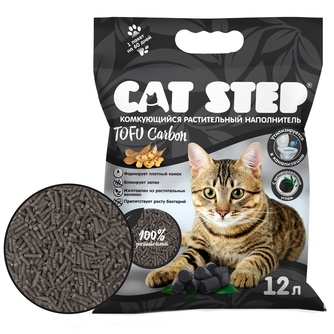 Наполнитель комкующийся растительный для кошек CAT STEP TOFU Carbon (12 л)
