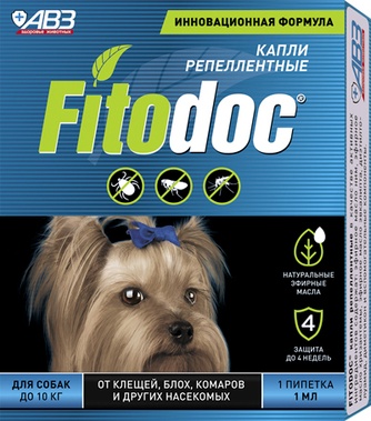 Капли для собак до 10 кг АВЗ Fitodoc репеллентные (1 мл/1 пипетка)