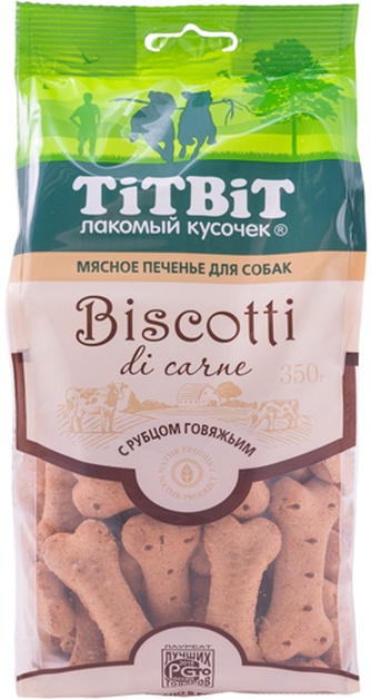 Лакомство для собак мелких пород TITBIT Лакомый кусочек Biscotti печенье рубец говяжий (350 г)