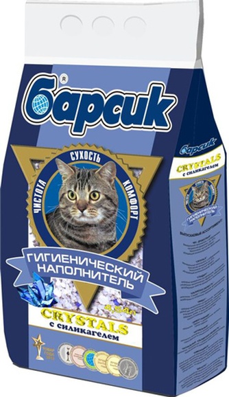 Наполнитель впитывающий опоковый для кошек БАРСИК Crystals (4,54 л)