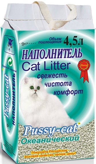 Наполнитель впитывающий цеолиитовый для кошек PUSSY-CAT Cat Litter Oceanic (4,5 л/2,8 кг)