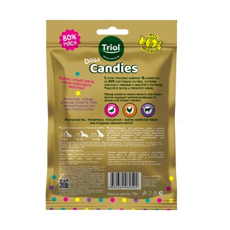 Лакомство для собак TRIOL Fun Food Конфеты мясные из курицы, утки, ягненка (70 г)