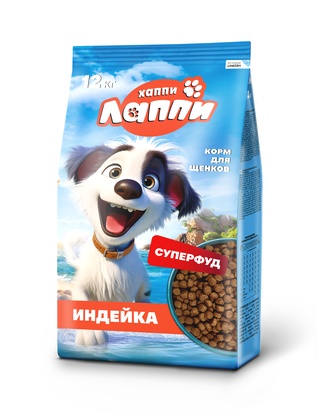 Корм сухой для щенков ХАППИ ЛАППИ с индейкой (12 кг)