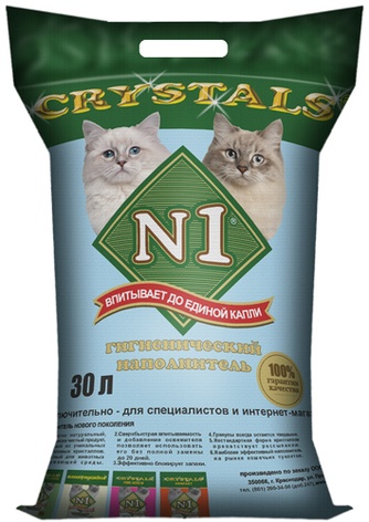 Наполнитель впитывающий силикагелевый для кошек №1 Crystals (30 л)