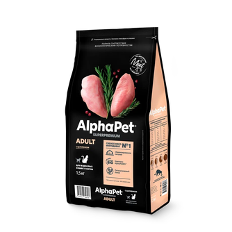 Корм сухой для взрослых кошек и котов ALPHAPET Superpremium с цыпленком (1,5 кг)
